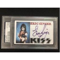 ERIC SINGER - SIGNED 3x5 INDEX CARD - KISS - PSA/DNA 