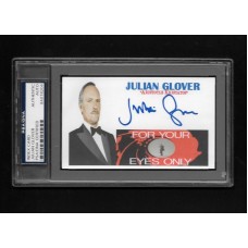 JULIAN GLOVER-  3x5 INDEX CARD - JAMES BOND  - PSA/DNA 