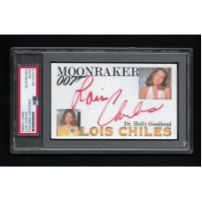 LOIS CHILES - SIGNED 3x5 INDEX CARD JAMES BOND - MOONRAKER - RARE !! - PSA/DNA 84159212