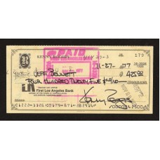 KENNY ROGERS & JEFF BENNETT DUEL SIGNED CANCELED CHECK 1977 - RARE !!