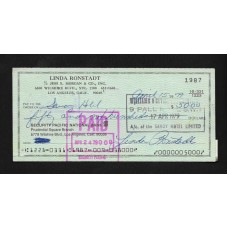 LINDA RONSTADT SIGNED CANCELED CHECK 1979 - RARE !!