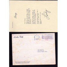 LUCY BALL SIGNED LETTER WITH ENVELOPE - RARE !!